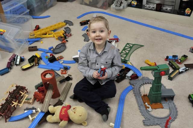 Calum Lambert with his Thomas the Tank Engine set. Picture: Ian Rutherford