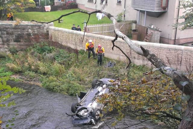 The car in the Water of Leith. Picture: Lizzy Buchan