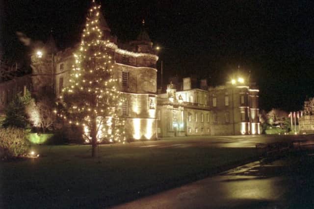 The Palace of Holyroodhouse lit up for 1992s European Summit. Picture: Dennis Straughan