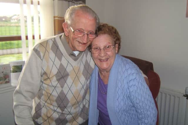 Ninety-year-old Andrew Russell was protecting wife Dorothy when he was bitten by an American bulldog similar
