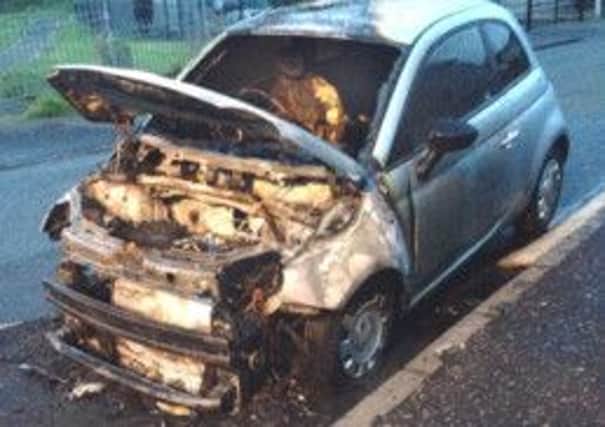 The front half of the car was destroyed in the blaze. Picture: contributed