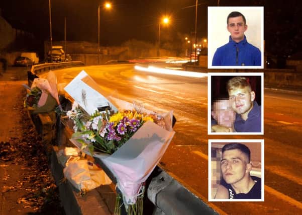 Old Dalkeith Road where Sean Allan, top, and Kyle Thomson, centre, were killed. Raymond Thomson is seriously injured. Picture: Andrew O'Brien
