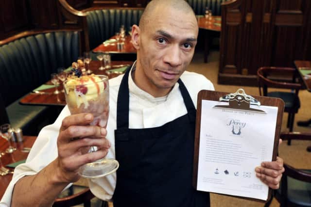 Percy owner and head chef Joseph Malik with the Seven Nil sundae. Picture: Ian Rutherford