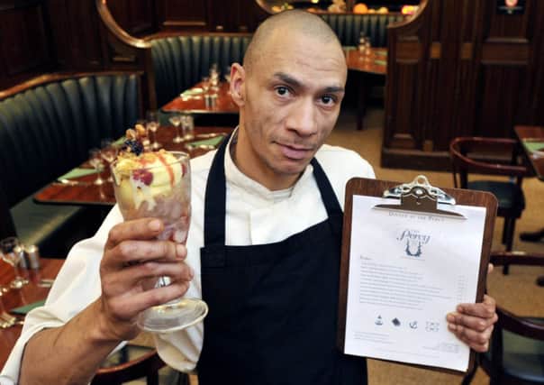 Percy owner and head chef Joseph Malik with the Seven Nil sundae. Picture: Ian Rutherford