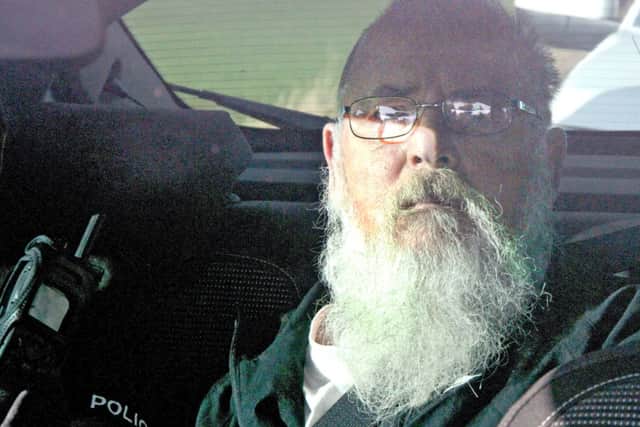 Angus Sinclair during the Livingston Court's visit to the scene where the bodies of Helen Scott and Christine Eadie were found in East Lothian.