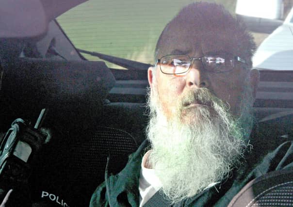 Angus Sinclair during the Livingston Court's visit to the scene where the bodies of Helen Scott and Christine Eadie were found in East Lothian.