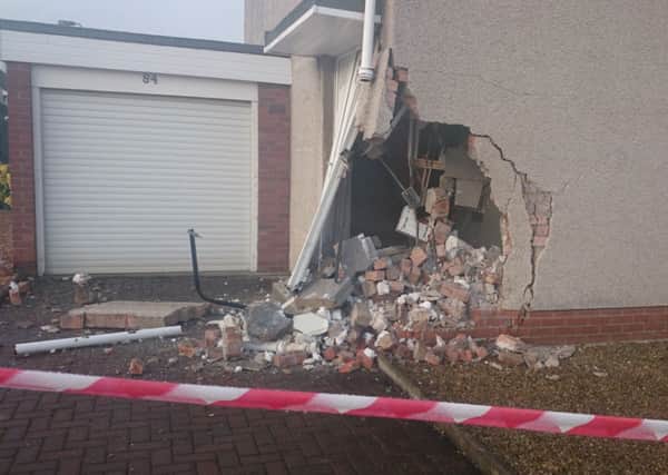 The car struck the house. Picture: Kaye Nicolson