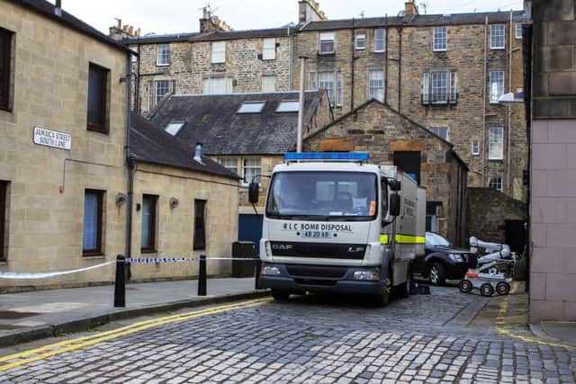 Bomb disposal experts were in attendance at Jamaica Mews in April. Picture: Malcolm McCurrach