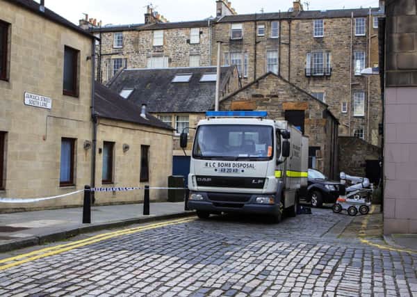Bomb disposal experts were in attendance at Jamaica Mews in April. Picture: Malcolm McCurrach