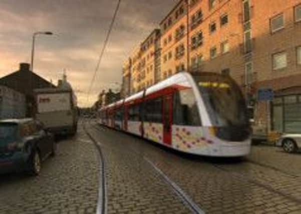 An artist's impression of a tram in Leith