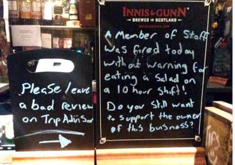 The sign invited unflattering remarks about Dirty Dicks pub in Rose Street. Picture: contributed