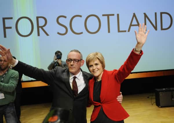 Nicola Sturgeon and deputy Stewart Hosie are seeing SNP popularity grow. Picture: Greg Macvean