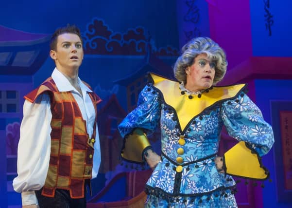 Greg Barrowman as Aladdin with Allan Stewart as Widow Twankey. Pic: Comp