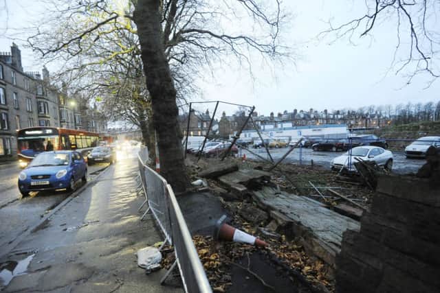 The wall collapsed at the Accies Rugby ground on Raeburn Place. Picture: Greg Macvean