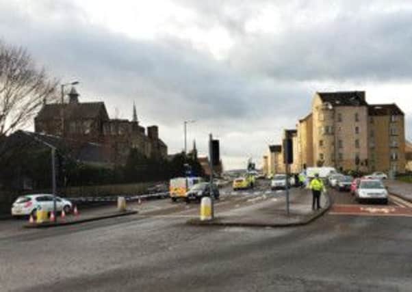 Police are attending an incident in which an elderly man was knocked over on Lindsay Road, Leith. Pic: @Brusuth