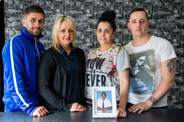 Jamies brother Tony Skinner,  cousin Karen Greechan, sister Sonia McCraw and Steven McCraw remember Jamie. Picture: Ian Georgeson