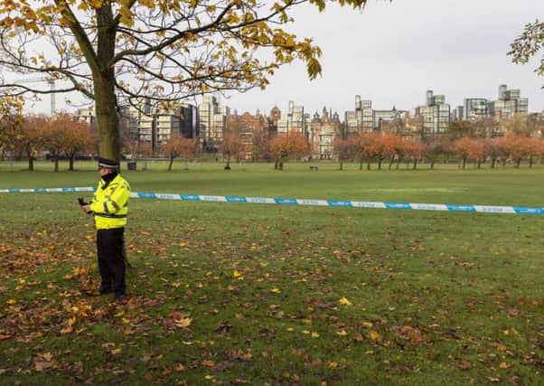 A policeman guards the scene of the incident last month. Picture: Malcolm McCurrach
