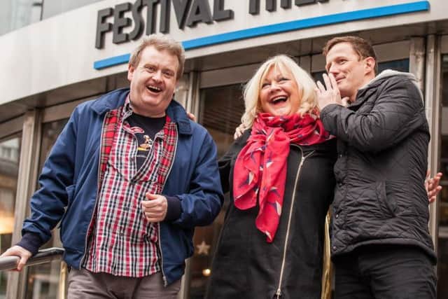 Raymond Mearns (left) and Kai Humphries (right) join Karen Koren. Pic: Comp