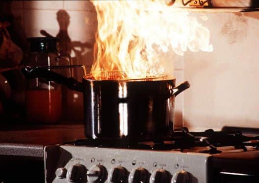A chip pan fire has left two people in hospital.