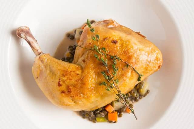 Roasted Leg of Chicken with Puy Lentils. Picture: Paul Johnston