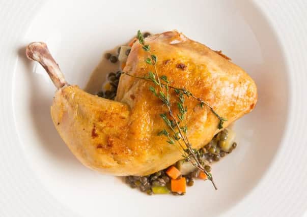 Roasted Leg of Chicken with Puy Lentils. Picture: Paul Johnston