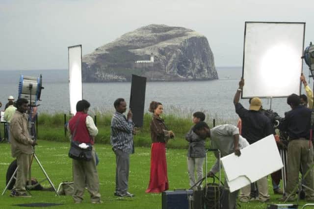 A Bollywood crew film in the shadow of the Bass Rock. Picture: Esme Allen