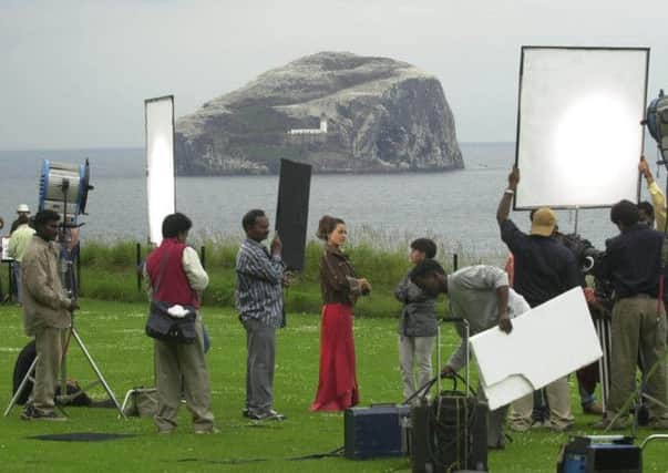 A Bollywood crew film in the shadow of the Bass Rock. Picture: Esme Allen