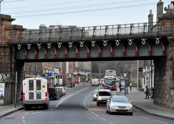 The bridge which crosses Gorgie Road is home to pigeons and their unwanted calling cards'. Picture: Ian Rutherford