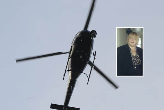 A helicopter has been used in the search for Debbie Drysdale. Pictures: Ian Rutherford/Police Scotland