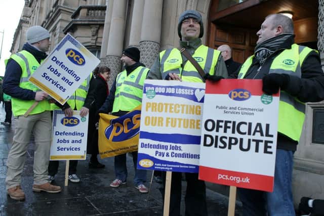Pickets at the Sheriff Court and Crown Office. Picture: HeMedia