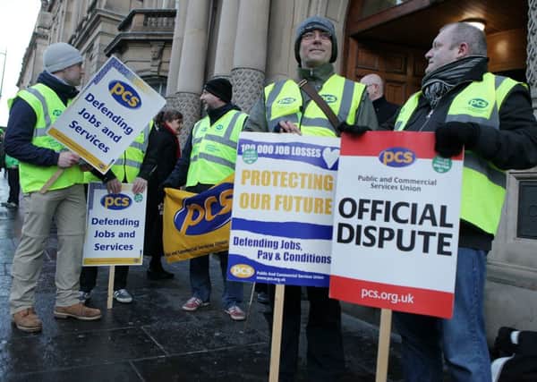 Pickets at the Sheriff Court and Crown Office. Picture: HeMedia