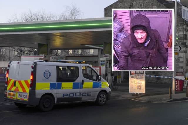 CCTV images of a suspect in the BP petrol station case were released. Pictures: Julie Bull/Police Scotland