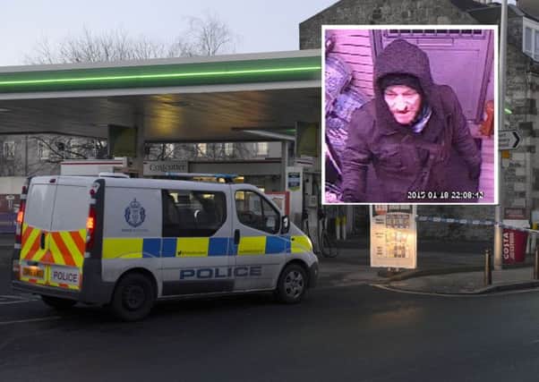 CCTV images of a suspect in the BP petrol station case were released. Pictures: Julie Bull/Police Scotland