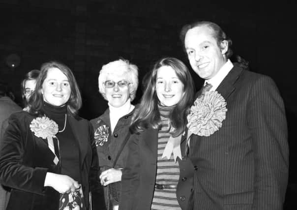 Michael Ancram and his wife and supporters celebrate his election success in 1979. Picture: Albert Jordan