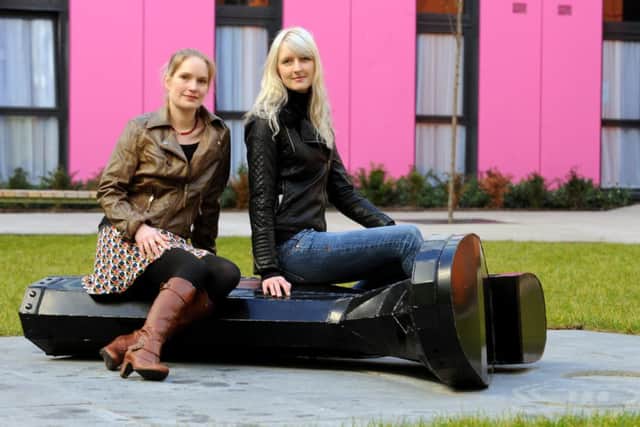 Maja Quille and Svetlana Kondakova with their new sculpture. Picture: Lisa Ferguson