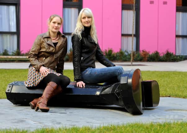 Maja Quille and Svetlana Kondakova with their new sculpture. Picture: Lisa Ferguson