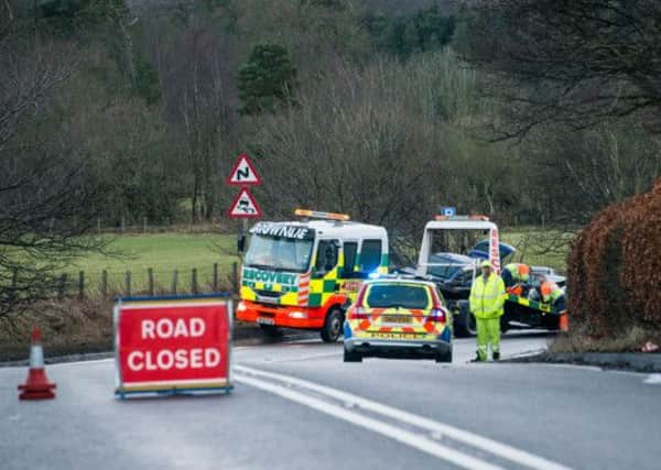 Recovery vehicles remove three cars from the A702 after an incident which closed the road for several hours. Pic: Ian Georgeson