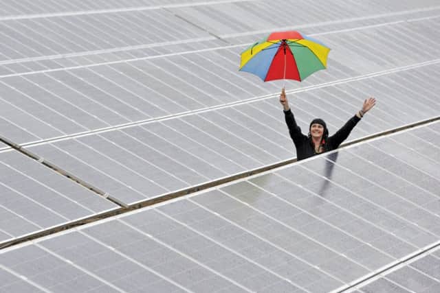 Alana Beaton shows off a solar meadow at the Midlothian Campus of Edinburgh College. Picture: Phil Wilkinson