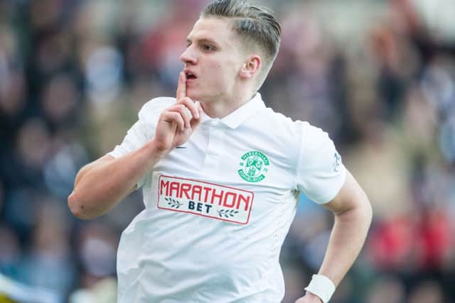 Hibs striker Jason Cummings has copped a ban from McDonalds. Picture: Ian Georgeson