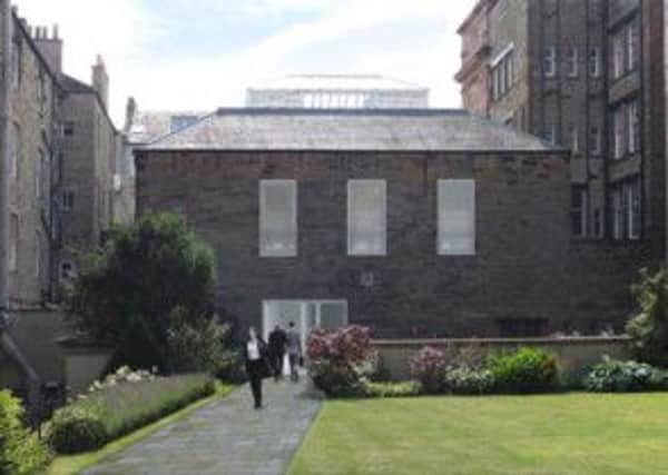 The entrance from the gardens in the Royal College of Surgeons plan