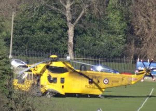 The rescue chopper parked at Fettes. Picture: Patrick McPartlin