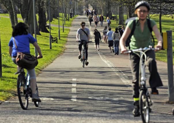 Cyclists in the Meadows area of Edinburgh - where residents are most likely to pedal to work. Picture: Phil Wilkinson
