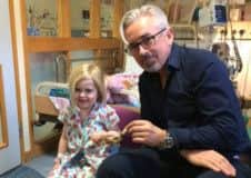 Agatha with hairdresser Jason Miller in the Sick Kids Hospital. Pic: Karen King