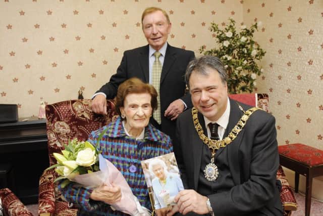Maria Capaldi celebrates with Sir Tom Farmer and Lord Provost Donald Wilson. Picture: Greg Macvean