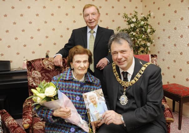Maria Capaldi celebrates with Sir Tom Farmer and Lord Provost Donald Wilson. Picture: Greg Macvean
