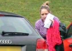Carina Russell gets in her car. Picture: Vic Rodrick