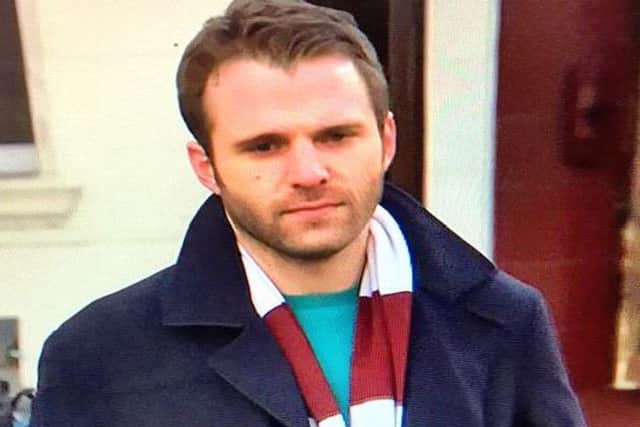 Nick Rhys wore his Hearts scarf on Hollyoaks. Picture: Comp