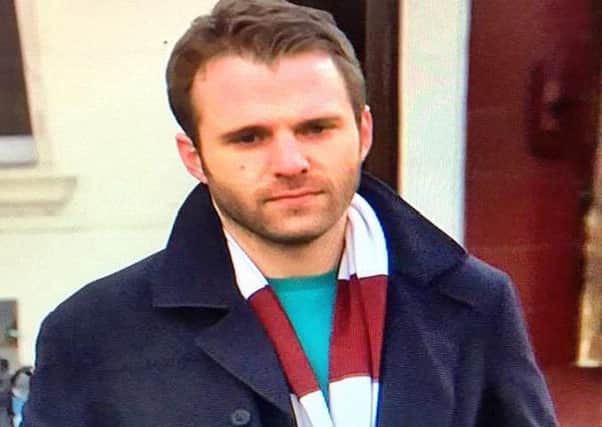 Nick Rhys wore his Hearts scarf on Hollyoaks. Picture: Comp