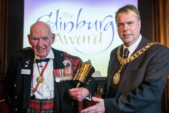 Tom Gilzen and the Lord Provost at the Edinburgh Award ceremony. Picture: Ian Georgeson