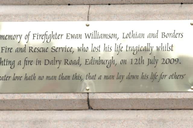 A plaque at the former Lothian & Borders  Fire & Rescue Services HQ. Picture: TSPL